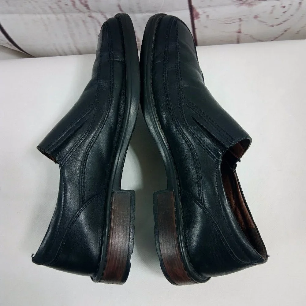 Natha Studio Black Leather Slip On Loafer Shoes